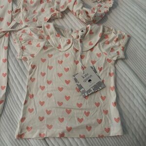 Kate Quinn Baby Girl Heart Print Peter Pan Collar Shirt & Headband 6-12 Months